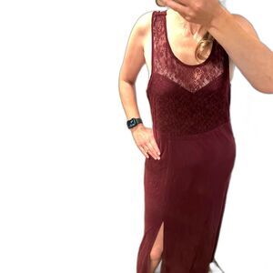 Umgee Lace Maxi Dress Size L Burgundy